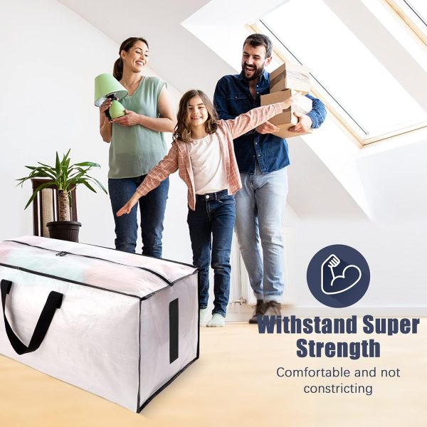 HOMESURE 8 Pack Large Strong Moving Bags with Zippers & Carrying Handles - Water-Resistant - Heavy Duty Storage Tote for Space Saving, Fold Flat, Alternative to Moving Box (Semi-Transparent) - Image 5