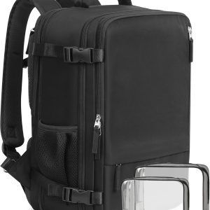 Beraliy Travel Backpack for Men Women, Large Carry On Backpack, Personal Item Bag Airline Approved, 17 inch Laptop Backpack, Business Work Gym Weekender Bag, Black