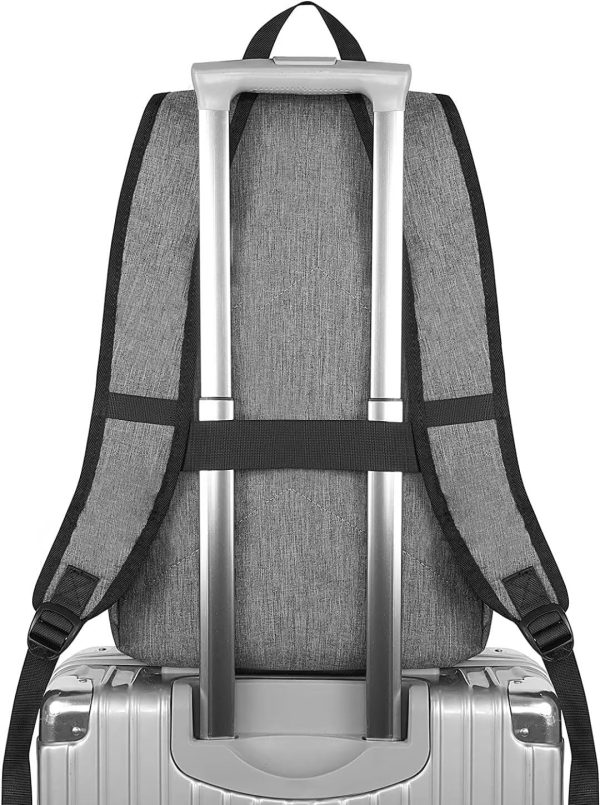 Mancro Laptop Backpack for Travel, Anti-theft Laptop Backpack for Men Business Backpack Work Daypack with USB Charging Port & Lock, Water Resistant Travel Computer Bag Daypack, Grey - Image 7