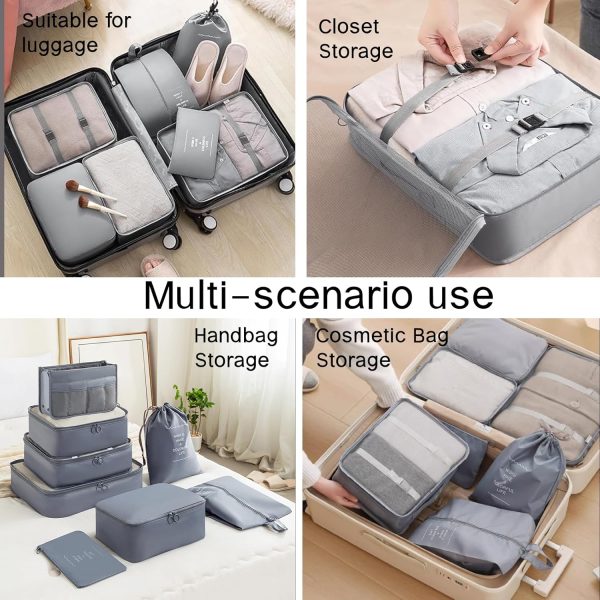 UNGGJKB Travel Accessory Organizer, 8 Set Packing Cubes for Suitcases, Convenient Travel Packing Organizer - Image 5